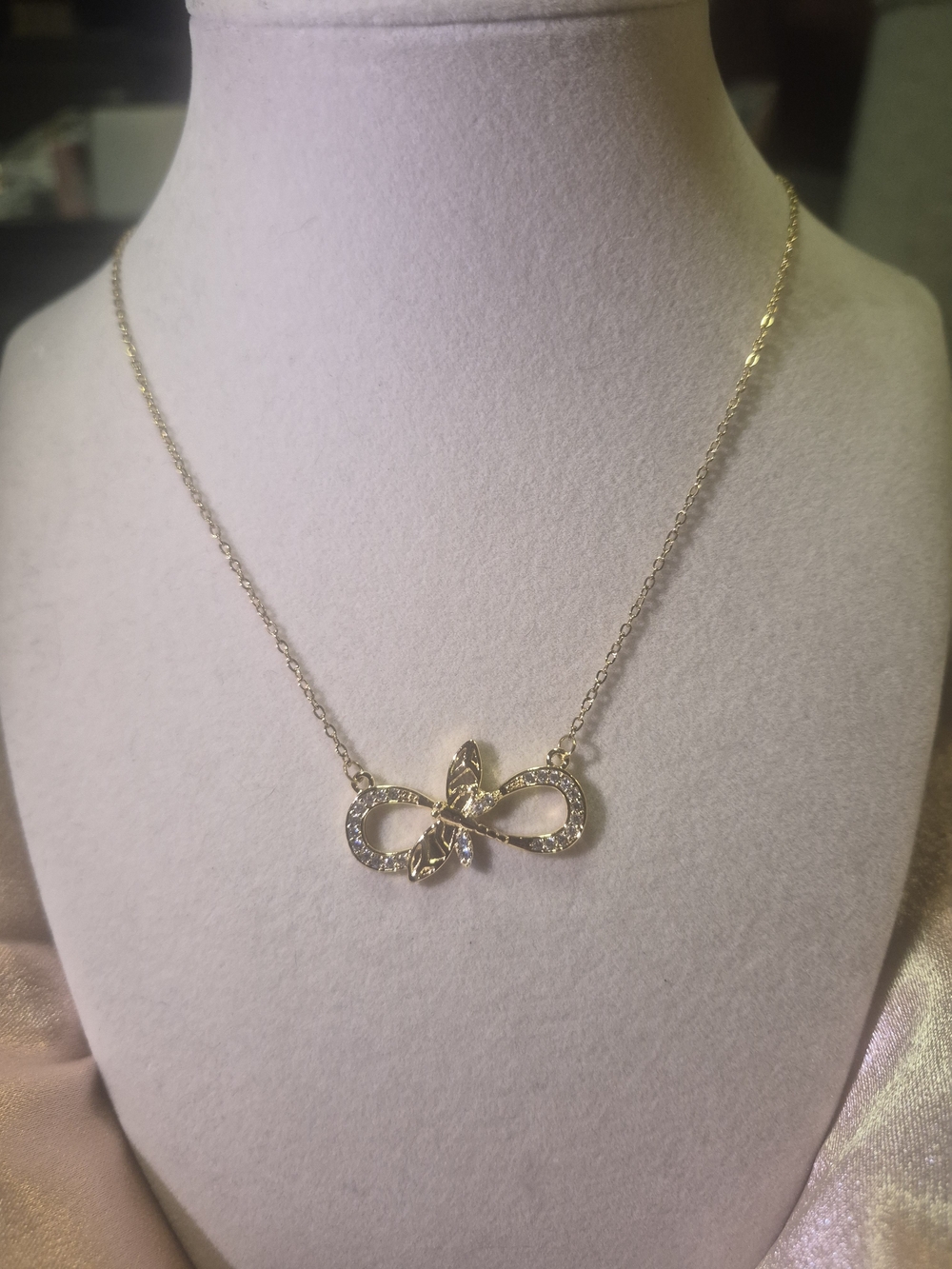 Delicate Gold Plated Infinity Butterfly Necklace - Women Jewelry